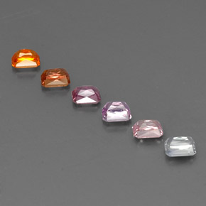 1.77캐럿 천연 멀티컬러 사파이어 보석, 에메랄드 컷, 4×3 mm, VS