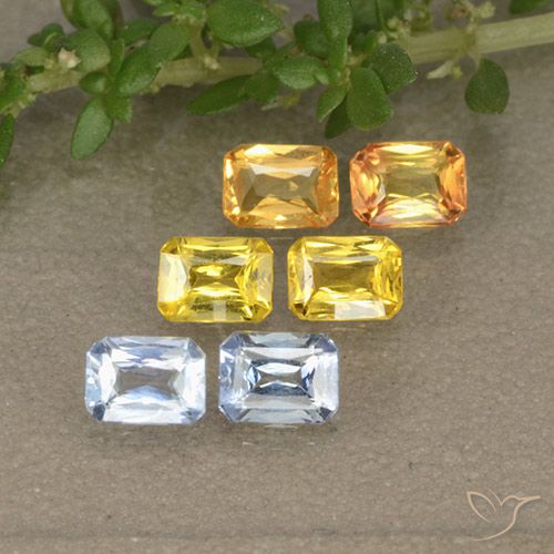 1.47캐럿 천연 멀티컬러 사파이어 보석, 에메랄드 컷, 4×3 mm, VS