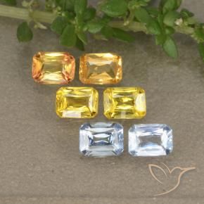1.47캐럿 천연 멀티컬러 사파이어 보석, 에메랄드 컷, 4×3 mm, VS