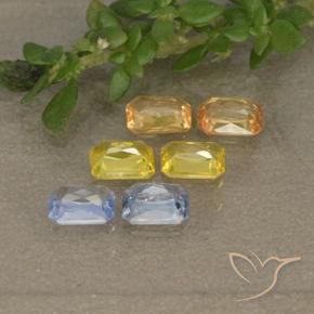 1.47캐럿 천연 멀티컬러 사파이어 보석, 에메랄드 컷, 4×3 mm, VS