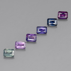캐럿 천연 멀티컬러 사파이어 보석, 에메랄드 컷, 4.1×3 mm, VVS-VS