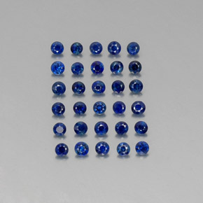 캐럿 천연 딥 블루 사파이어 보석, 라운드 컷, 2.02 mm, VVS-VS
