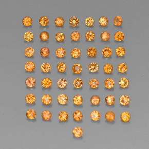 캐럿 천연 오렌지 사파이어 보석, 라운드 컷, 1.76 mm, VVS-VS