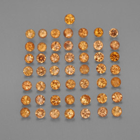 캐럿 천연 오렌지 사파이어 보석, 라운드 컷, 1.74 mm, VS