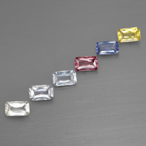 1.76캐럿 천연 멀티컬러 사파이어 보석, 에메랄드 컷, 4.9×3 mm, VS