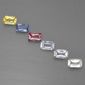 1.76캐럿 천연 멀티컬러 사파이어 보석, 에메랄드 컷, 4.9×3 mm, VS