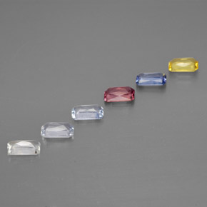 1.76캐럿 천연 멀티컬러 사파이어 보석, 에메랄드 컷, 4.9×3 mm, VS
