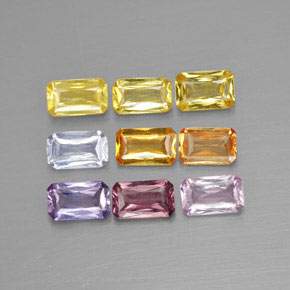 2.54캐럿 천연 멀티컬러 사파이어 보석, 에메랄드 컷, 4.9×3 mm, VS