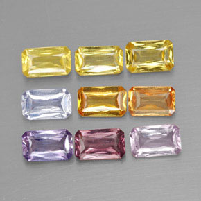 2.54캐럿 천연 멀티컬러 사파이어 보석, 에메랄드 컷, 4.9×3 mm, VS