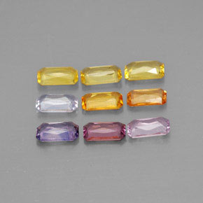 2.54캐럿 천연 멀티컬러 사파이어 보석, 에메랄드 컷, 4.9×3 mm, VS