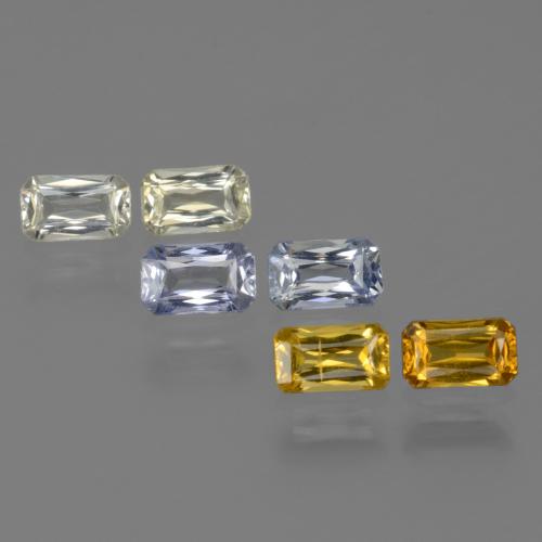 1.98캐럿 천연 멀티컬러 사파이어 보석, 에메랄드 컷, 5×3 mm, VS