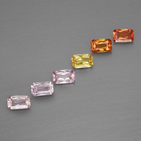 캐럿 천연 멀티컬러 사파이어 보석, 에메랄드 컷, 4.9×3 mm, VS