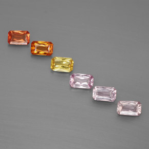 캐럿 천연 멀티컬러 사파이어 보석, 에메랄드 컷, 4.9×3 mm, VS