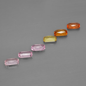 캐럿 천연 멀티컬러 사파이어 보석, 에메랄드 컷, 4.9×3 mm, VS