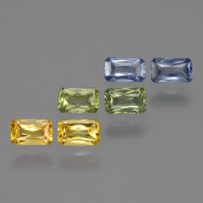 2.06캐럿 천연 멀티컬러 사파이어 보석, 에메랄드 컷, 5×3.1 mm, VS