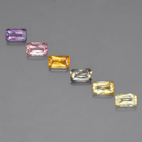 캐럿 천연 멀티컬러 사파이어 보석, 에메랄드 컷, 5.1×3.1 mm, VS