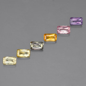 캐럿 천연 멀티컬러 사파이어 보석, 에메랄드 컷, 5.1×3.1 mm, VS