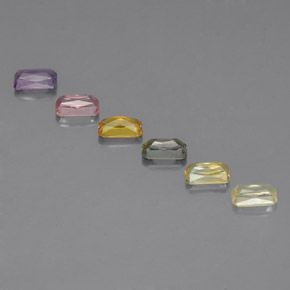 캐럿 천연 멀티컬러 사파이어 보석, 에메랄드 컷, 5.1×3.1 mm, VS
