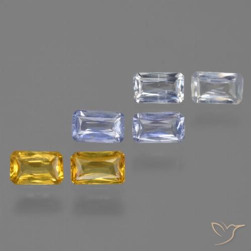 2.11캐럿 천연 멀티컬러 사파이어 보석, 에메랄드 컷, 5.1×3.1 mm, VS