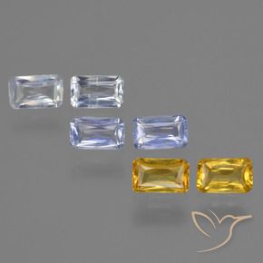 2.11캐럿 천연 멀티컬러 사파이어 보석, 에메랄드 컷, 5.1×3.1 mm, VS