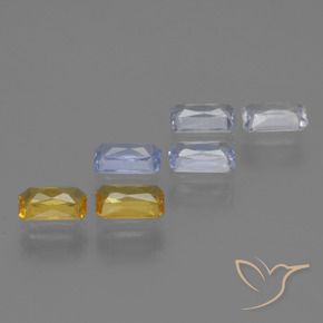 2.11캐럿 천연 멀티컬러 사파이어 보석, 에메랄드 컷, 5.1×3.1 mm, VS