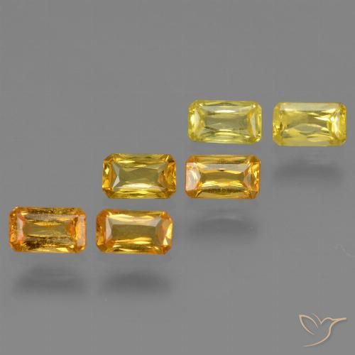 1.86캐럿 천연 Medium-Light Orange-Gold  사파이어 보석, 에메랄드 컷, 4.9×2.9 mm, VS