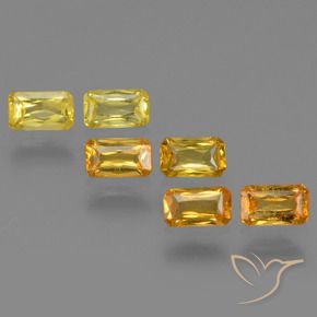 1.86캐럿 천연 Medium-Light Orange-Gold  사파이어 보석, 에메랄드 컷, 4.9×2.9 mm, VS