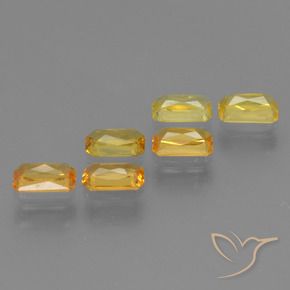 1.86캐럿 천연 Medium-Light Orange-Gold  사파이어 보석, 에메랄드 컷, 4.9×2.9 mm, VS
