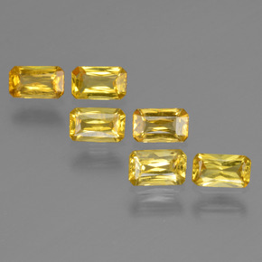 캐럿 천연 골든 옐로우 사파이어 보석, 에메랄드 컷, 5×3 mm, VS