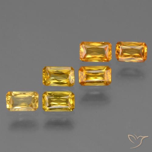 1.95캐럿 천연 딥 오렌지-골드 사파이어 보석, 에메랄드 컷, 4.9×3 mm, VS