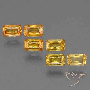1.95캐럿 천연 딥 오렌지-골드 사파이어 보석, 에메랄드 컷, 4.9×3 mm, VS