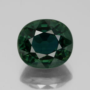 5.99캐럿 천연 푸르스름한 그린 사파이어, 타원형 컷, 10.7×9.5 mm, VVS