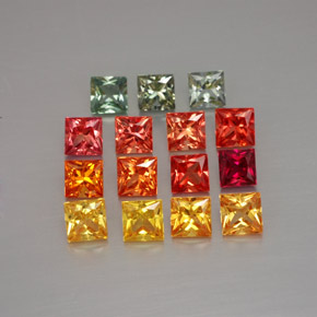 캐럿 천연 멀티컬러 사파이어 보석, 스퀘어, 3.4×3.3 mm, VVS-VS