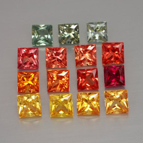 캐럿 천연 멀티컬러 사파이어 보석, 스퀘어, 3.4×3.3 mm, VVS-VS