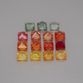 캐럿 천연 멀티컬러 사파이어 보석, 스퀘어, 3.4×3.3 mm, VVS-VS