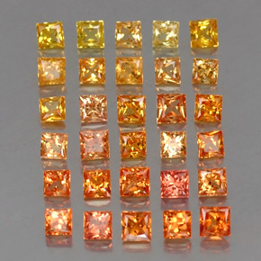 4.19캐럿 천연 옐로우 오렌지 사파이어 보석, 스퀘어, 2.8×2.8 mm, VVS-VS