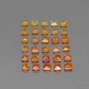 4.19캐럿 천연 옐로우 오렌지 사파이어 보석, 스퀘어, 2.8×2.8 mm, VVS-VS