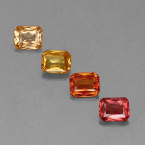 2.17캐럿 천연 멀티컬러 사파이어 보석, 에메랄드 컷, 5×4.1 mm, VS