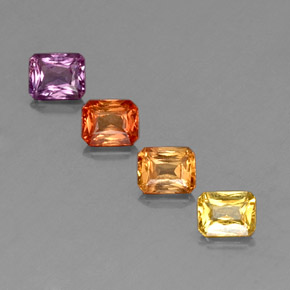 2.22캐럿 천연 멀티컬러 사파이어 보석, 에메랄드 컷, 4.9×4 mm, VS