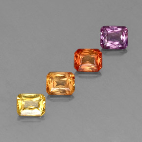 2.22캐럿 천연 멀티컬러 사파이어 보석, 에메랄드 컷, 4.9×4 mm, VS