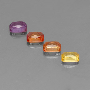 2.22캐럿 천연 멀티컬러 사파이어 보석, 에메랄드 컷, 4.9×4 mm, VS