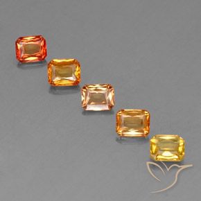 2.88캐럿 천연 밝은 오렌지 사파이어 보석, 에메랄드 컷, 5×4 mm, VS