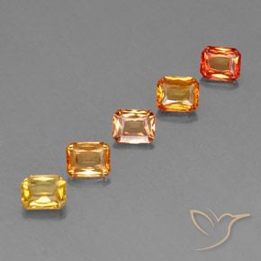 2.88캐럿 천연 밝은 오렌지 사파이어 보석, 에메랄드 컷, 5×4 mm, VS