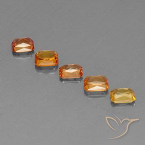 2.88캐럿 천연 밝은 오렌지 사파이어 보석, 에메랄드 컷, 5×4 mm, VS