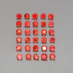 캐럿 천연 레드 오렌지 사파이어 보석, 라운드 컷, 2.69 mm, VVS-VS