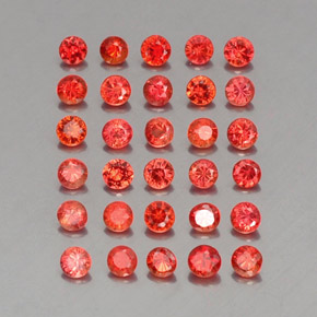 캐럿 천연 레드 오렌지 사파이어 보석, 라운드 컷, 2.69 mm, VVS-VS