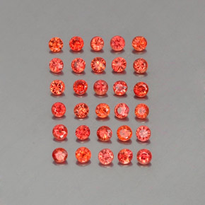 캐럿 천연 레드 오렌지 사파이어 보석, 라운드 컷, 2.29 mm, VVS-VS