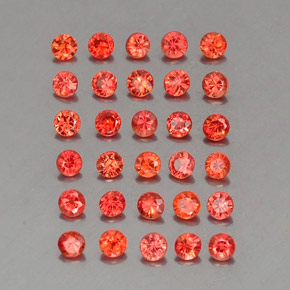 캐럿 천연 레드 오렌지 사파이어 보석, 라운드 컷, 2.29 mm, VVS-VS