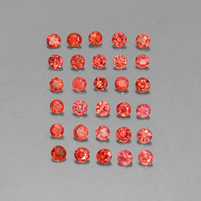 캐럿 천연 레드 오렌지 사파이어 보석, 라운드 컷, 2.54 mm, VVS-VS