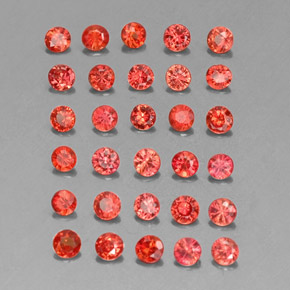 캐럿 천연 레드 오렌지 사파이어 보석, 라운드 컷, 2.54 mm, VVS-VS
